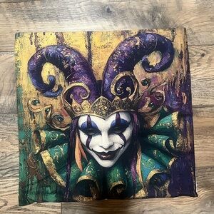 Mardi Gras Mask Jester Pillow Cover New Orleans Louisiana 17x17 New